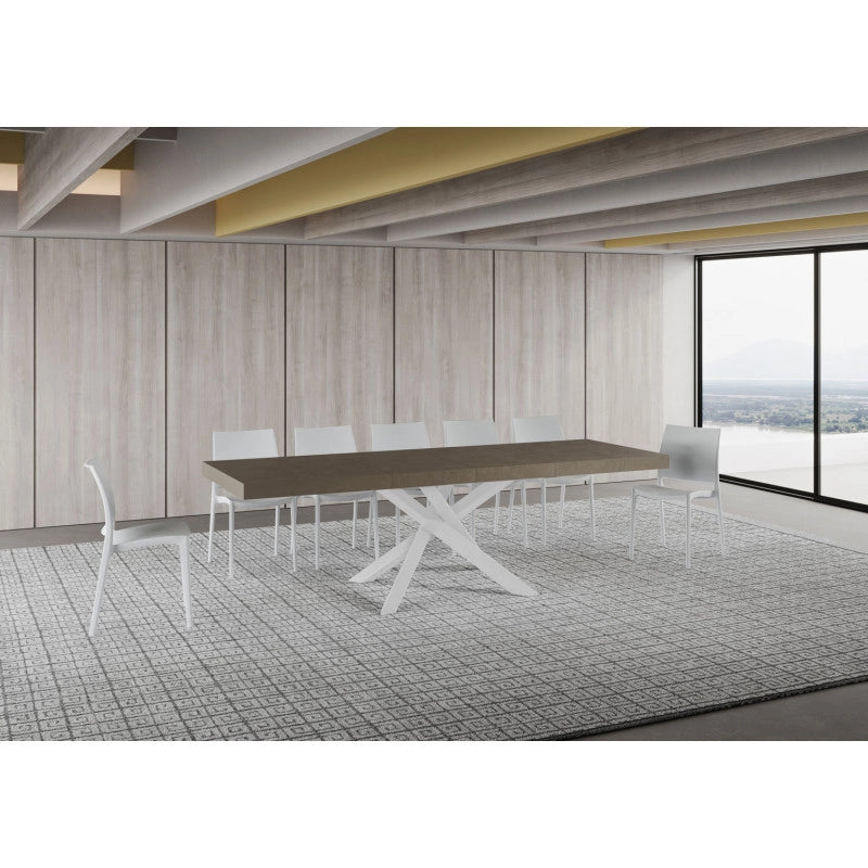 Tavolo allungabile 160/420x90 cm Volantis Premium telaio Bianche - Tortora