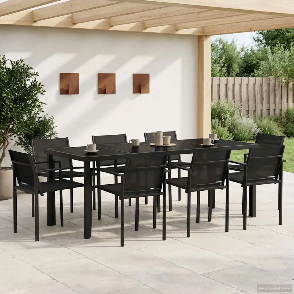 Set di Mobili da Esterno 9 pcs Nero e antracite Textilene 3422884