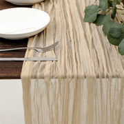 Tovaglia da tavolo in chiffon 90x400 cm - Tovaglia pieghettata - Decorazione di tavola bohemienne - Tovaglia in canapa - Decorazione domestica - Adatta per festival, feste