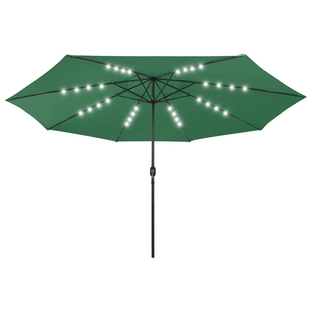 Ombrellone da esterno con LED e palo in metallo 400 cm verde 02_0008186