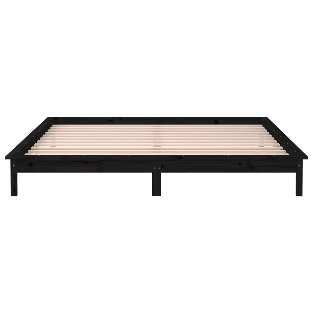 Giroletto LED-Struttura Letto con LED Nero 120x190cm Small Double in Legno Massello