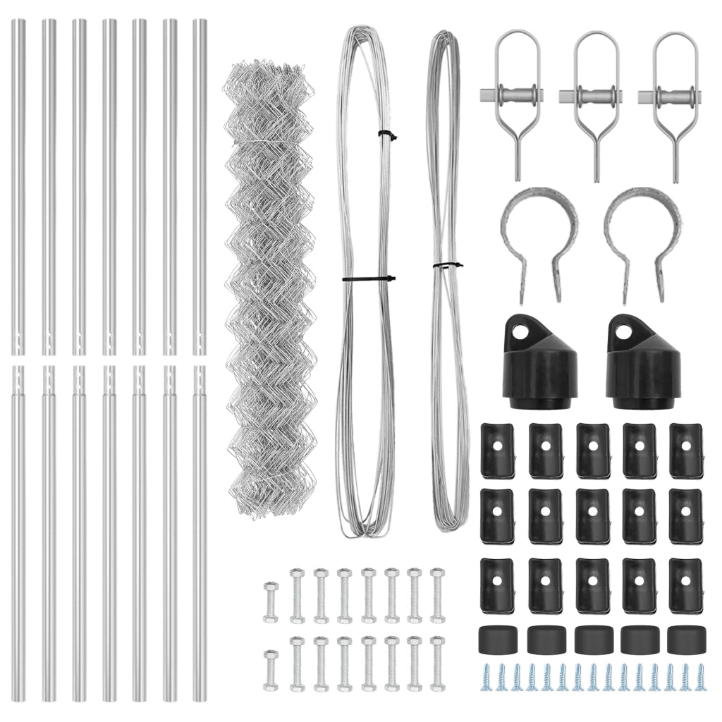 Recinzione a Maglie con 7 Posti 1.5x10 m Acciaio Zincato