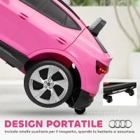 Macchina Elettrica per Bambini 12V con Telecomando, Velocità 3-8km/h, Luci e Musica, Età 3-5 Anni, Rosa