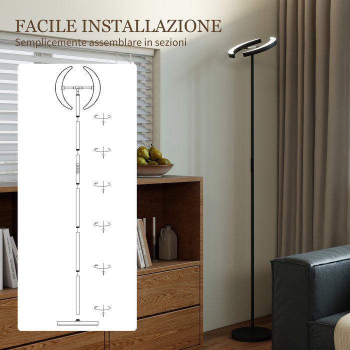 Lampada da Terra Dimmerabile 2700K-6000K con Telecomando e Doppia Testa Girevole a 350° Nero