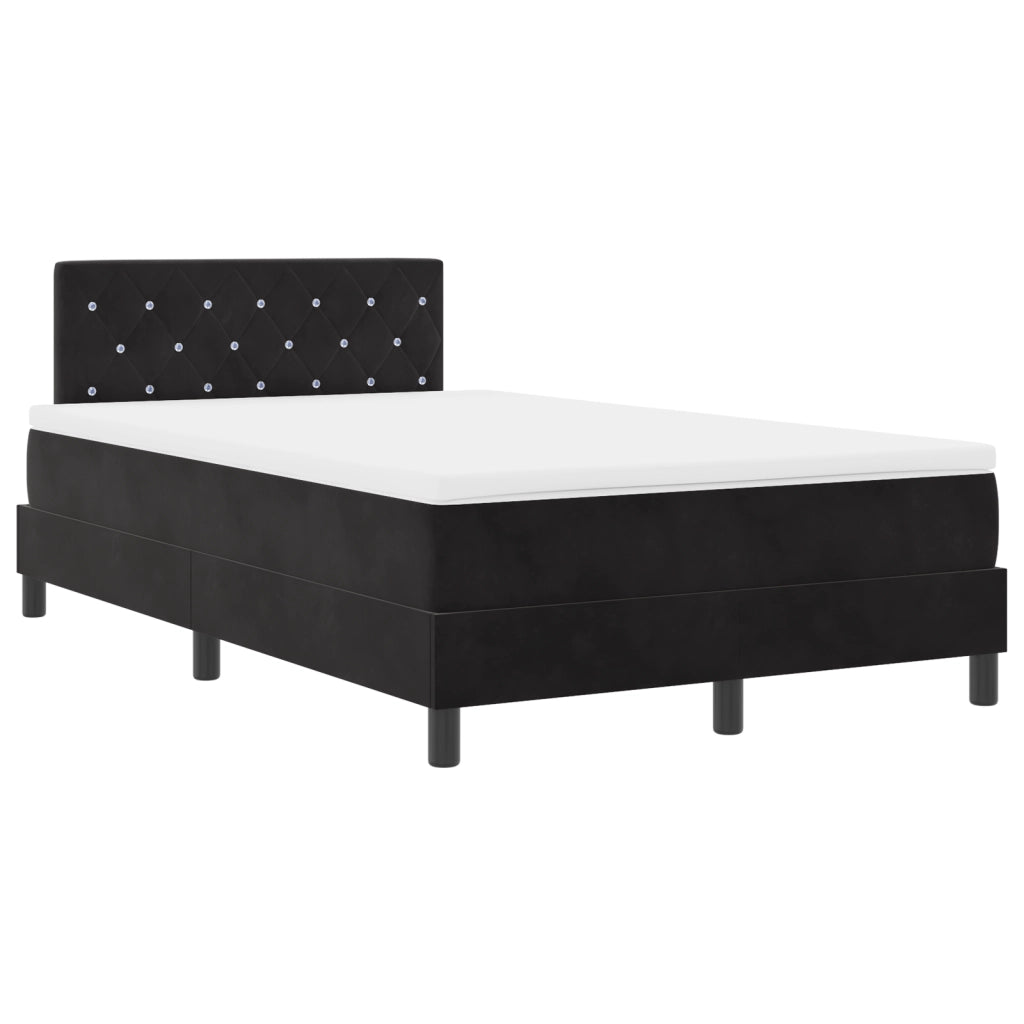 Letto con Box Spring e Materasso Nero Piccolo Doppio Velluto