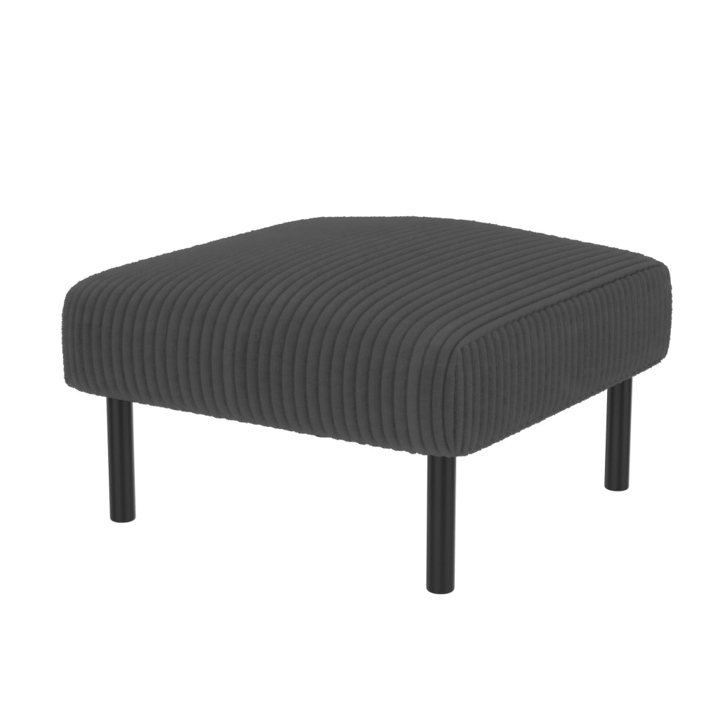 Set divano 2 posti, poltrona e pouf in velluto a coste grigio