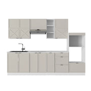 Cucina componibile Fame-Line GrigioBeige/Bianco 280 cm, PL Marmo Vicco