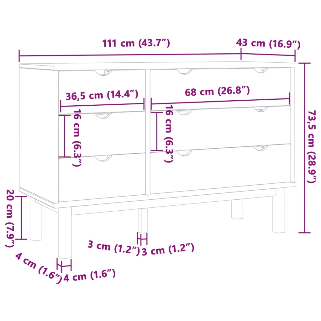 Mobile con Cassetti con cassetto OTTA Nero 111 x 43 x 73,5 cm CFW6783584