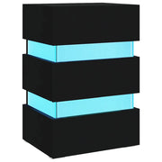 Comodino | Armadio da Notte | Mobiletto da notte con Luci LED Nero 45x35x67 cm in Legno Multistrato
