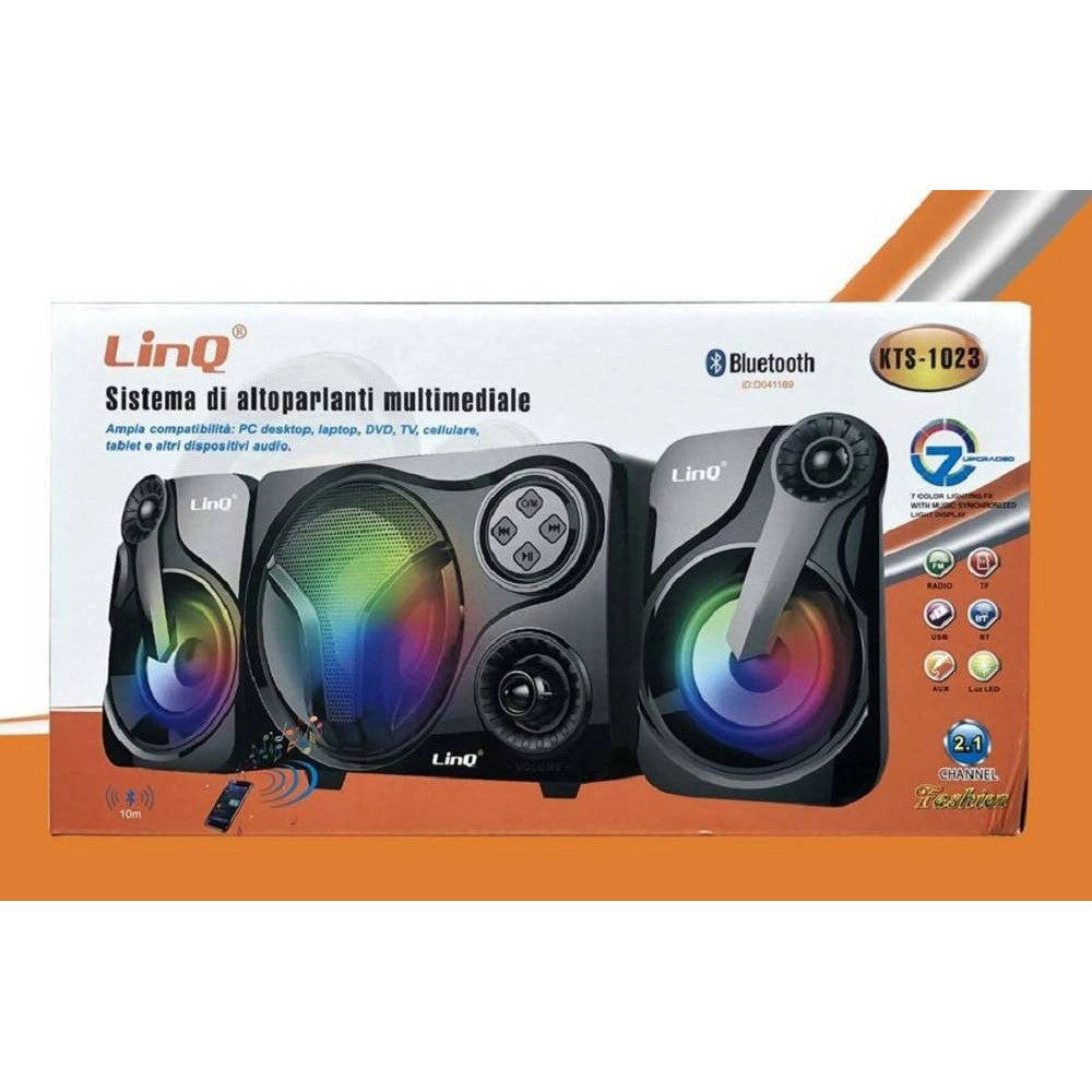 Trade Shop - Sistema Multimediale Altoparlanti Speaker Casse Bluetooth Fm Luci Led Usb Kts-1023 -
