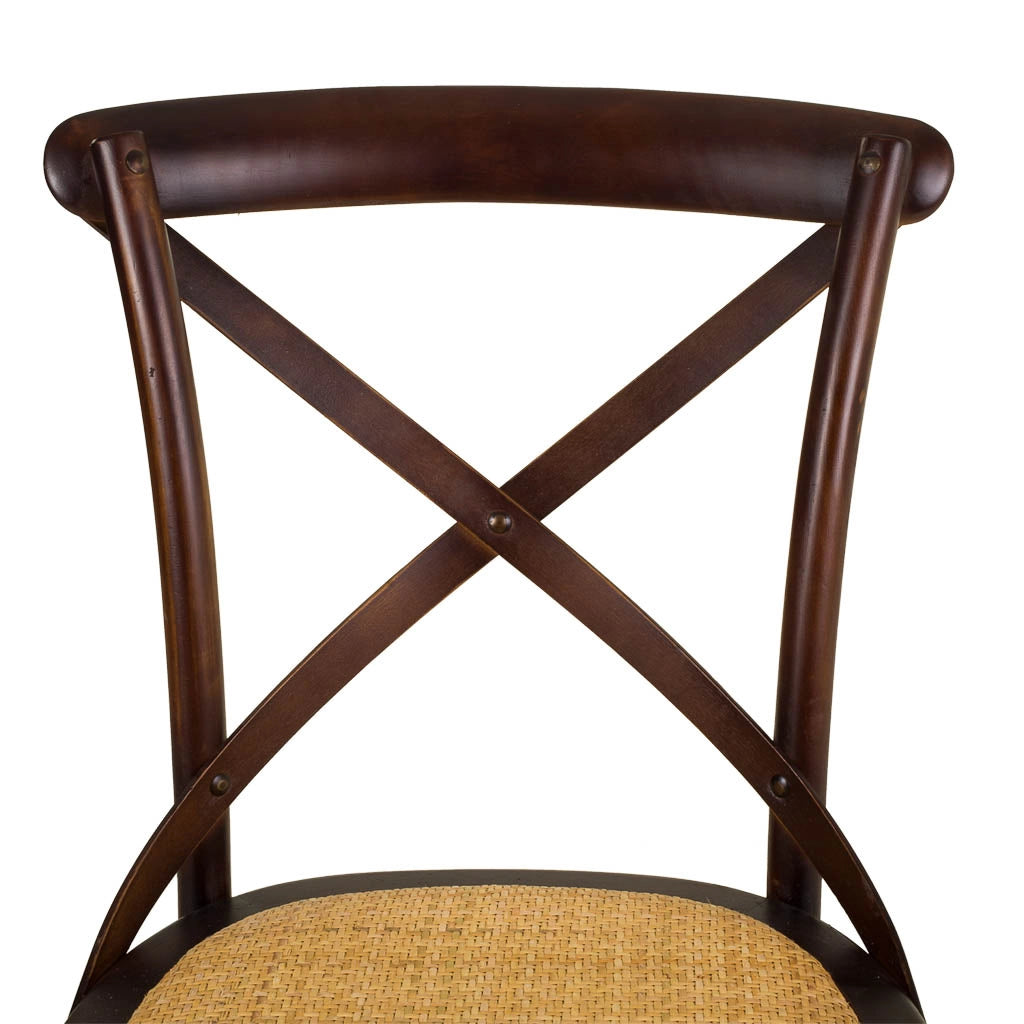 Sedia in legno e seduta in rattan marrone 44x42x46/88h
