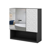Vicco Specchio contenitore bagno Nero 54 x 55 cm con anta e vani a giorno