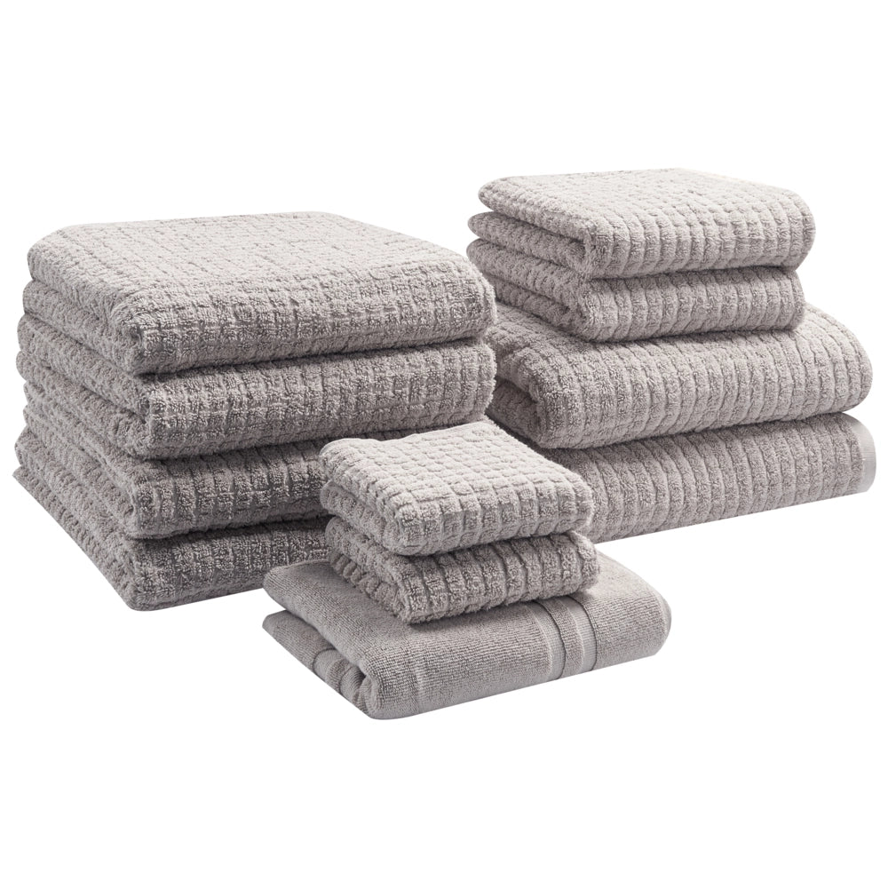 Set di 11 asciugamani Grigio Chiaro in cotone per ospiti Asciugamano da bagno e tappetino da bagno