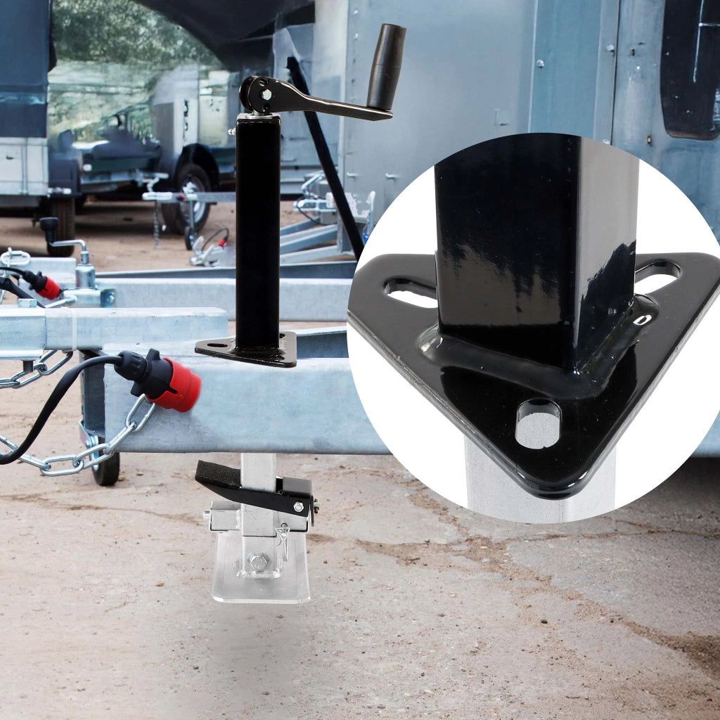 Piede stabilizzatore per rimorchi roulotte, max 900 kg, regolabile in altezza con manovella, con pedale e perno di sicurezza