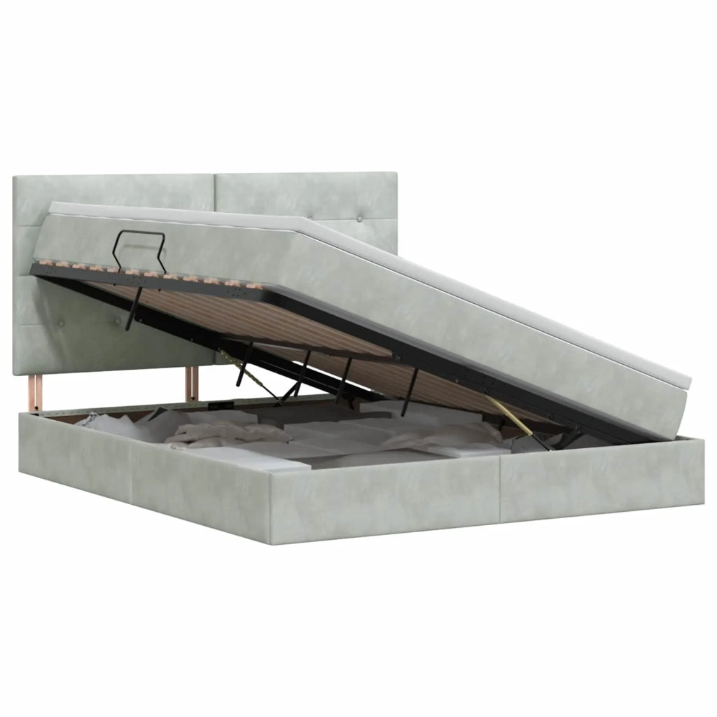 Letto con contenitore e materasso Grigio Chiaro 140 x 190 cm 3459687