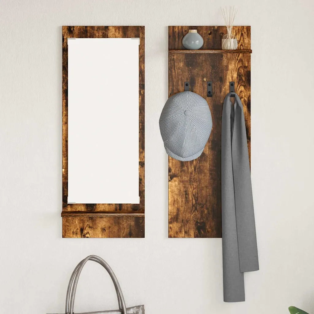 Appendiabiti a muro con lo scaffale Rovere fumé 70 x 10 x 90 cm 874527