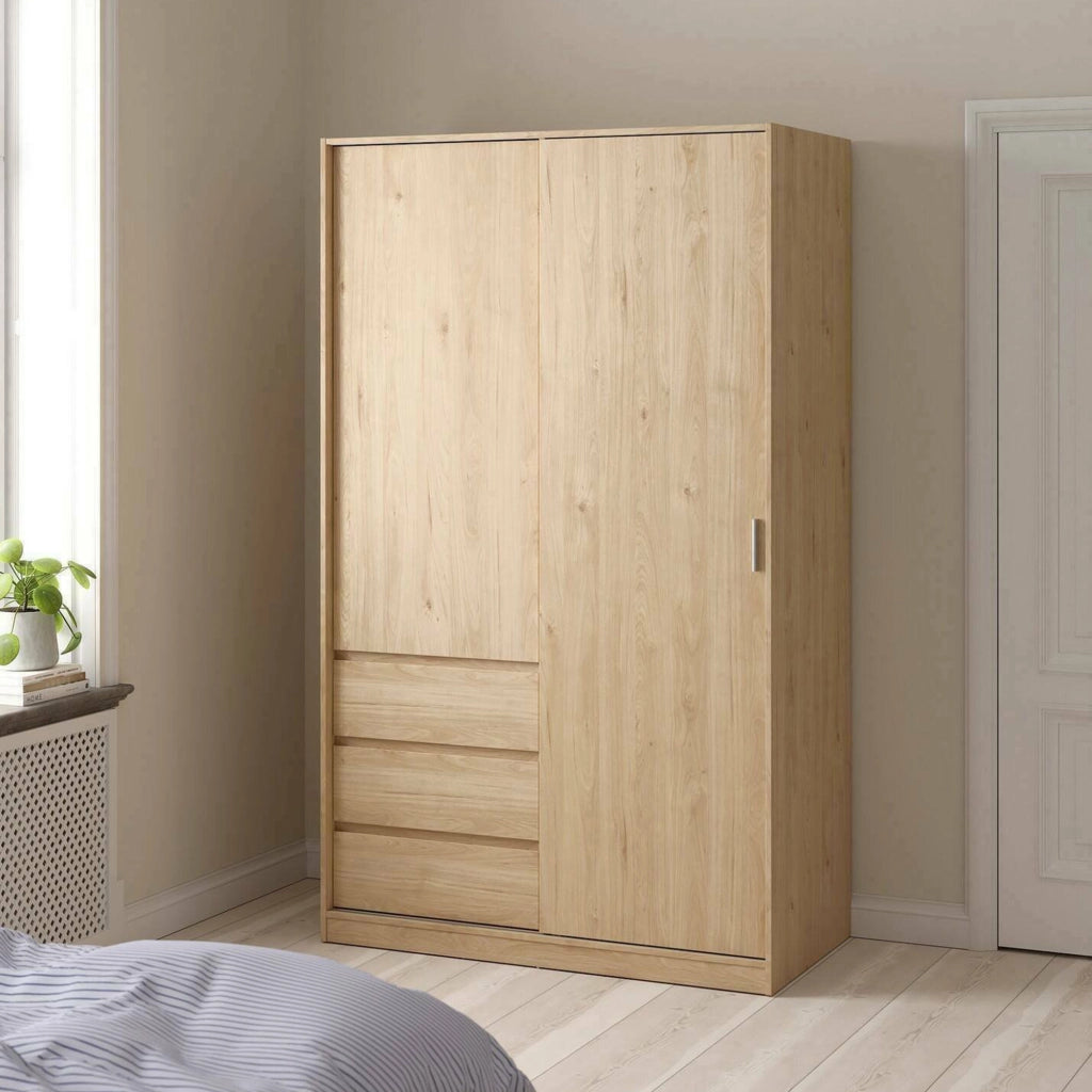 Guardaroba 2 ante Sanjose, Mobile camera da letto, Cabina armadio portabiti, Armadio appendiabiti, 119x60 h200 cm, Rovere