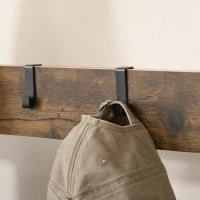 Appendiabiti da Terra in Stile Industriale con Scarpiera, 3 Ripiani e 8 Ganci, Legno MDF e Metallo, 72x34x185cm, Nero e Legno