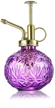 Spennello per piante in vetro, 240 ml, design a rilievo, spennello per piante con pompa, diffusore avanzato per fiori, spennello a pressione per balcone, piccoli giardini, interni, casa o ufficio, viola.