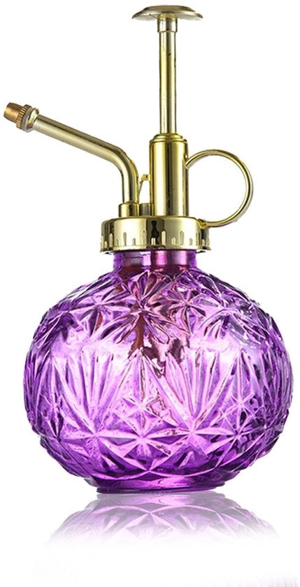 Spennello per piante in vetro, 240 ml, design a rilievo, spennello per piante con pompa, diffusore avanzato per fiori, spennello a pressione per balcone, piccoli giardini, interni, casa o ufficio, viola.