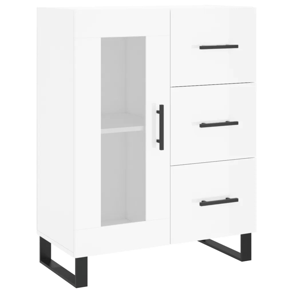 Credenza-Buffet-Armadio da cucina 69,5x34x90 cm in Legno Multistrato Bianco Lucido 199791