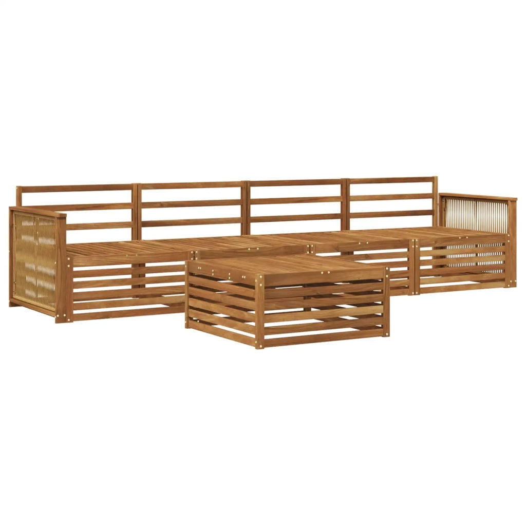 Set di divani da esterno 5 pz Naturale Legno di Acacia Massello 3382997