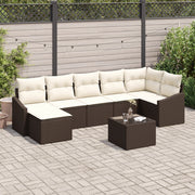 Set da pranzo giardino 7 pezzi con cuscini grigi in polirattan