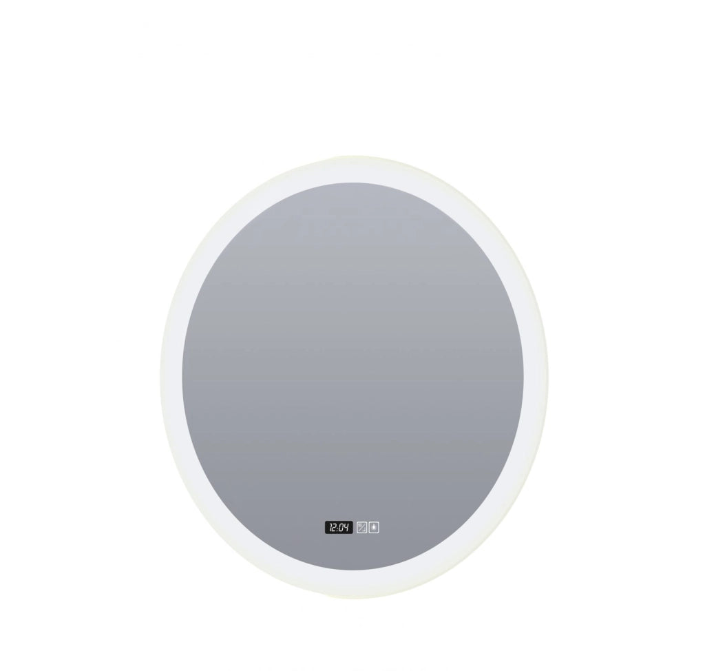 Specchio da bagno rotondo - Orologio digitale, antiappannamento