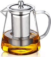 Theepot in vetro borosilicato 750 ml BOWD con set di infusione in acciaio inox termoresistente, per tè caffè acqua caraffa contenitore di latte, caraffa per succo, può essere utilizzato in microonde sicuro, (750 ml 25 Qz)