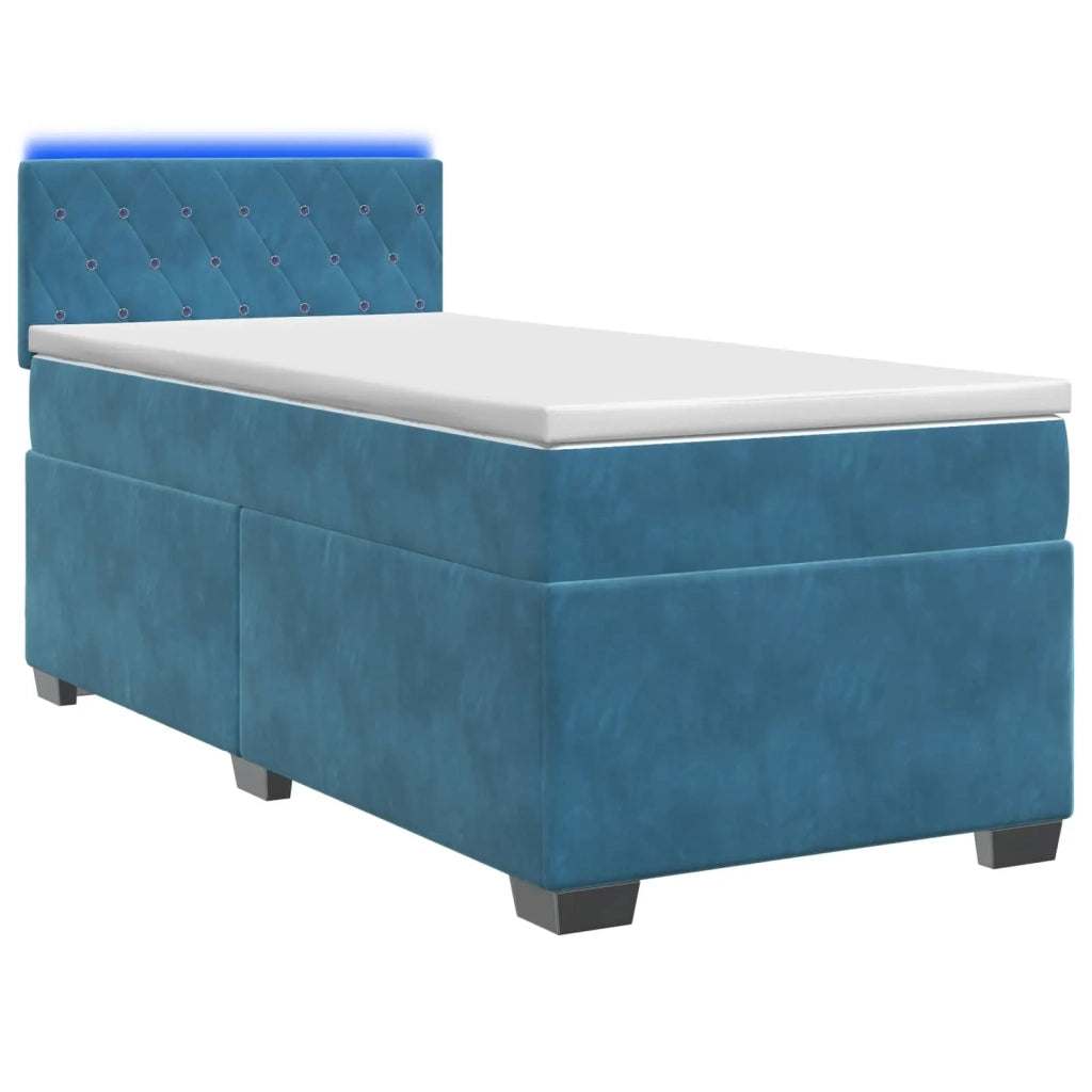 Letto con Box Spring, Materasso e LED Blu 90 x 200 cm Velluto 3452100