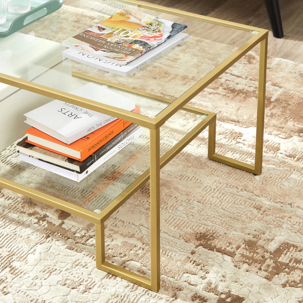 Tavolino da caffè Valora TABLE con piano in vetro dorato per soggiorno