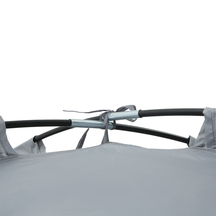 Tenda da Campeggio a Cupola per 2 Persone Estensibile 350x220x145 cm con 4 Porte e 3 Finestre Grigio