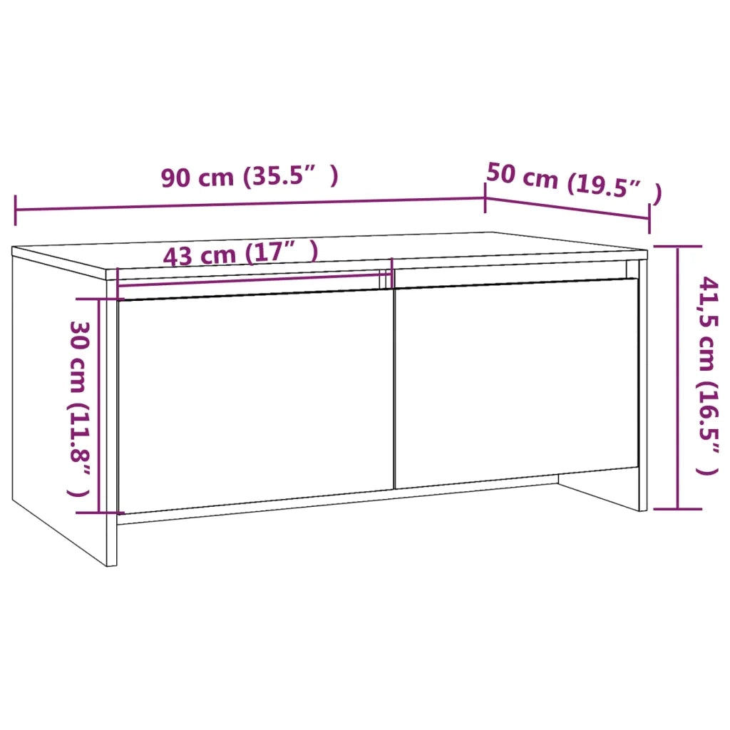Tavolino da Salotto Rovere Fumo 90x50x41,5 cm in Truciolato 813029