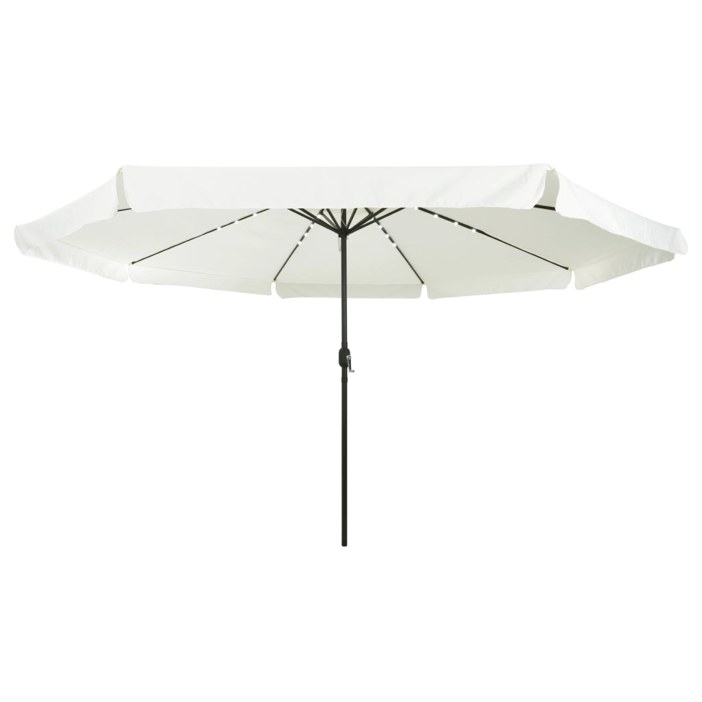 Parasol da Giardino  con Luci LED Ã¸395x245 cm Bianco Sabbia