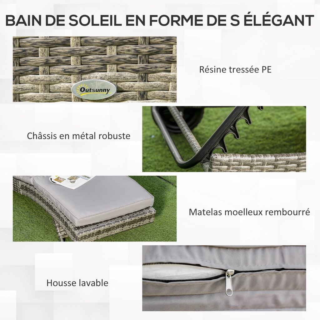 Lettino da giardino reclinabile ¨C zephmum ¨C grigio con cuscino