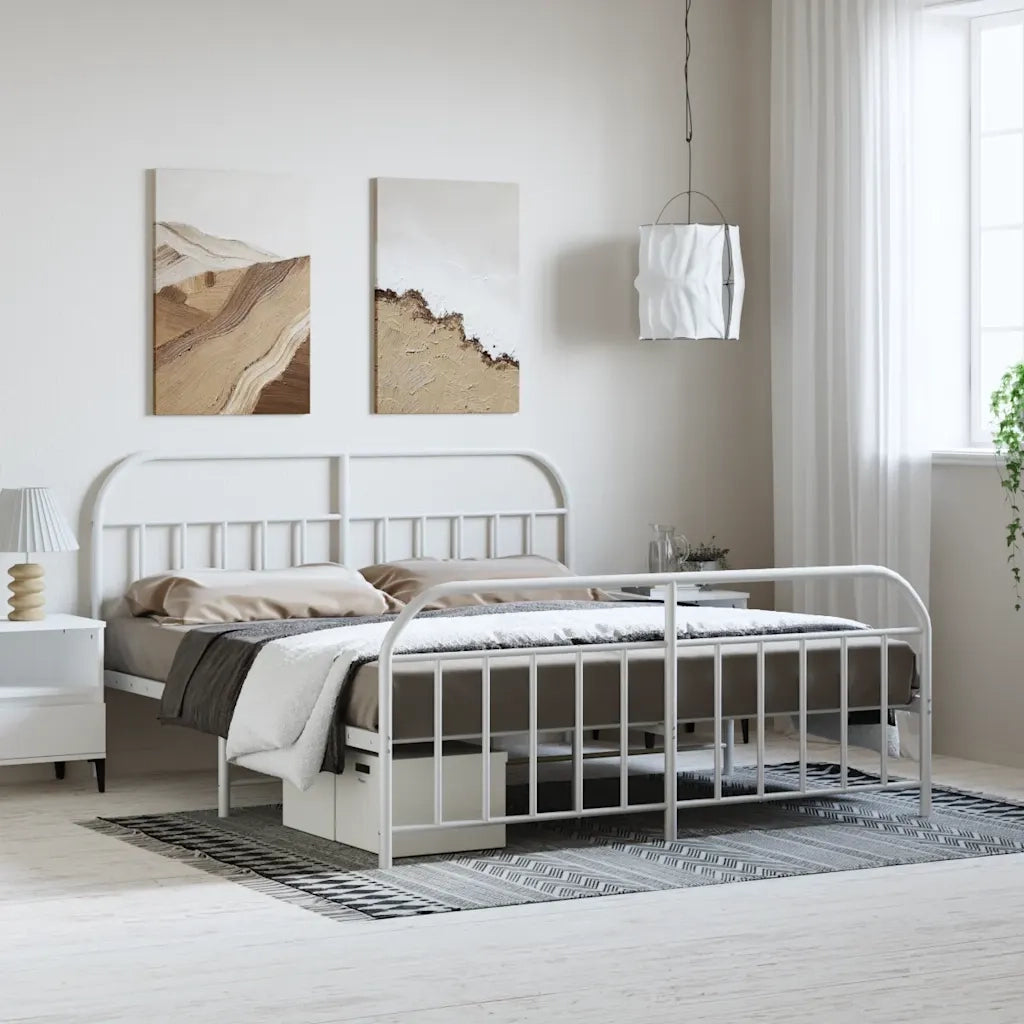 Giroletto con Testiera e Pediera Metallo Bianco 183x213 cmcod mxl 81516
