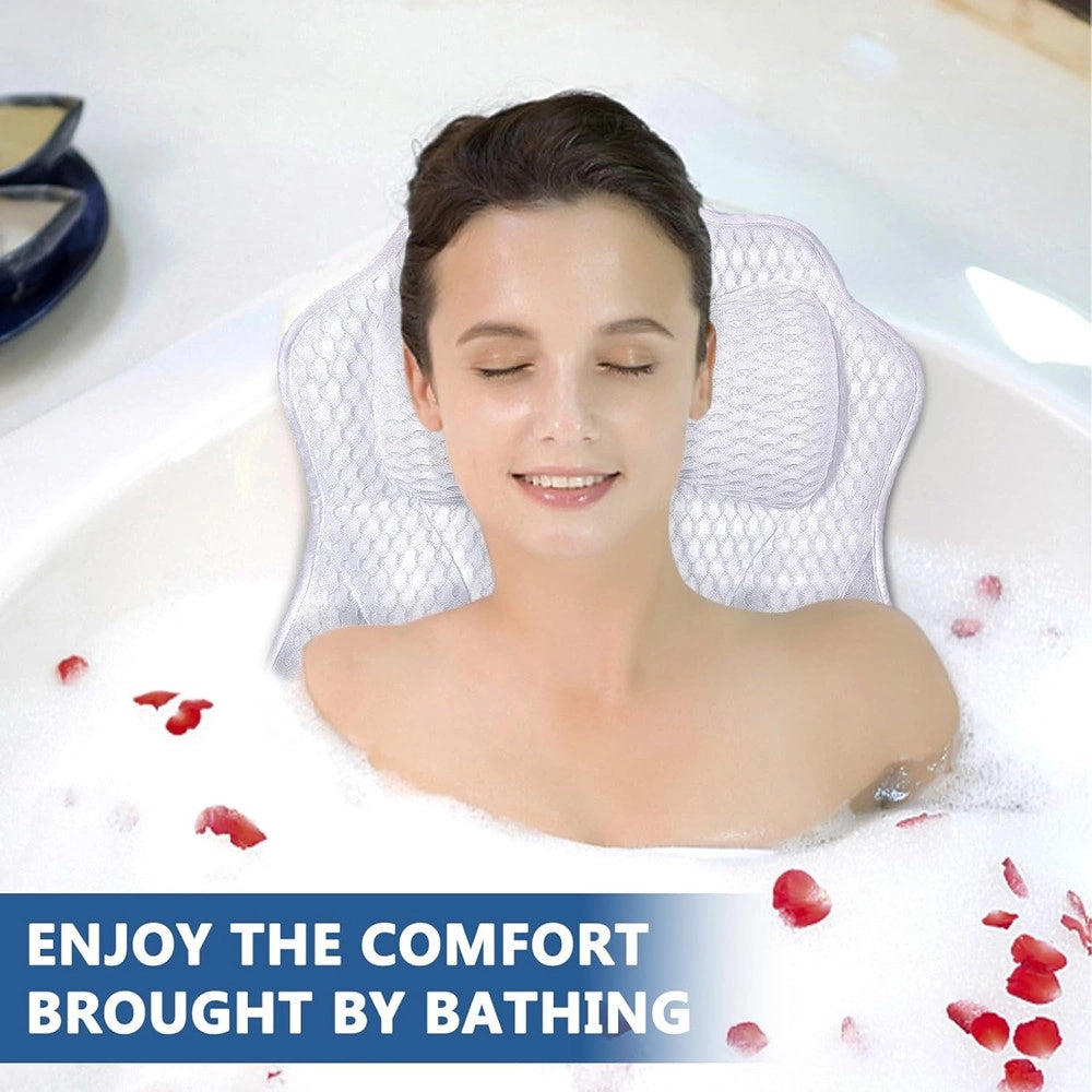 Trade Shop - Cuscino Da Bagno Ergonomico Poggiatesta Per Vasca 4d Mesh Supporto Per Testa Collo Schiena -