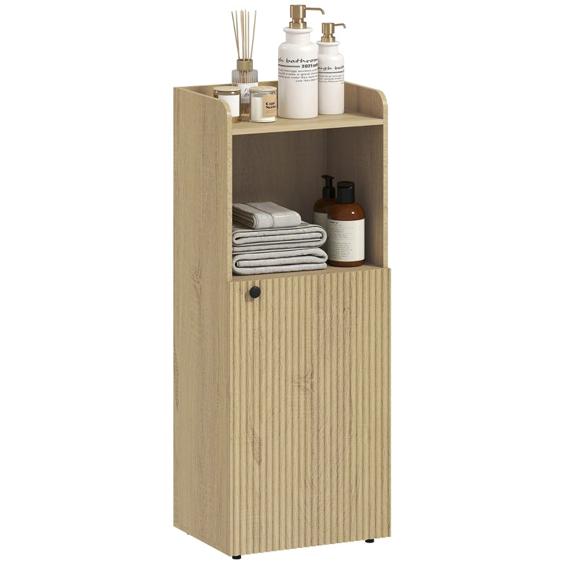 Mobile bagno stretto con anta, ripiano aperto e mensola regolabile, 40x31x104 cm, rovere