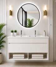 Mobile bagno sospeso con lavabo extrapiano ORIGENBATH NEBARI senza specchio 120x45 cm doppio lavabo bianco nordico