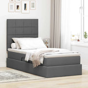 Letto con contenitore e LED Grigio scuro 90 x 190 cm Poliestere