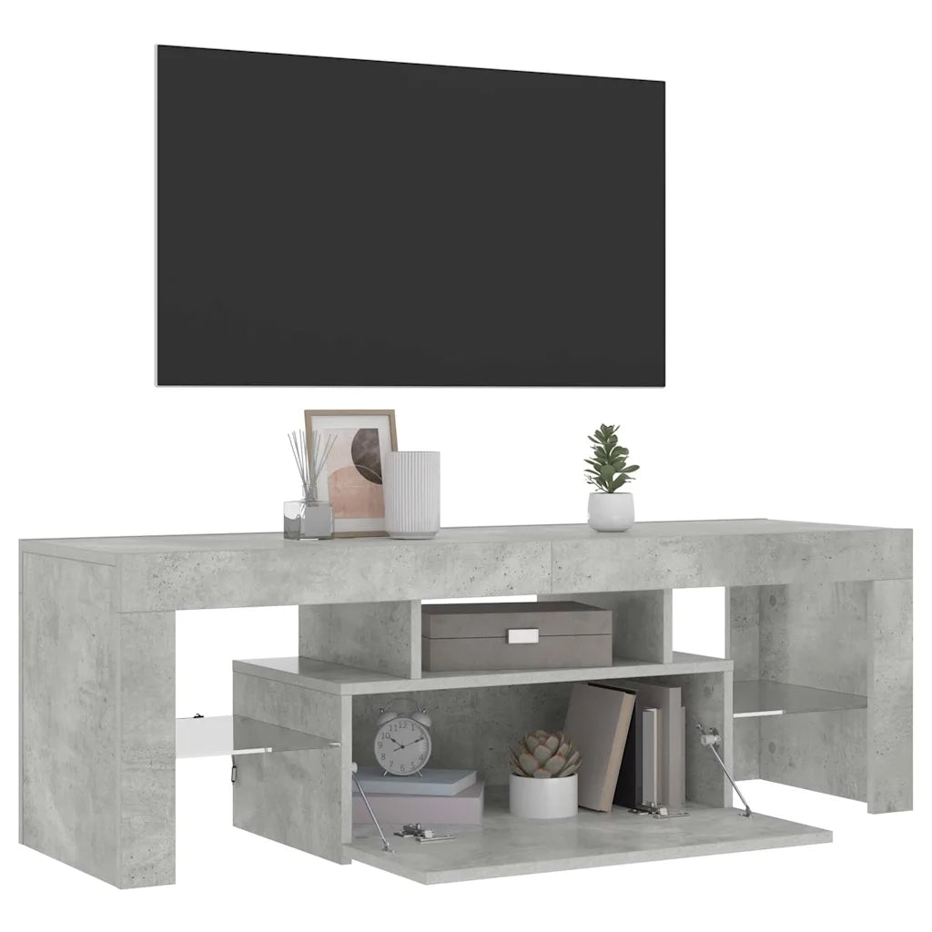 Mobile TV | Armadietto TV | Mobile Porta TV con Luci LED Grigio Cemento 120x35x40 cm