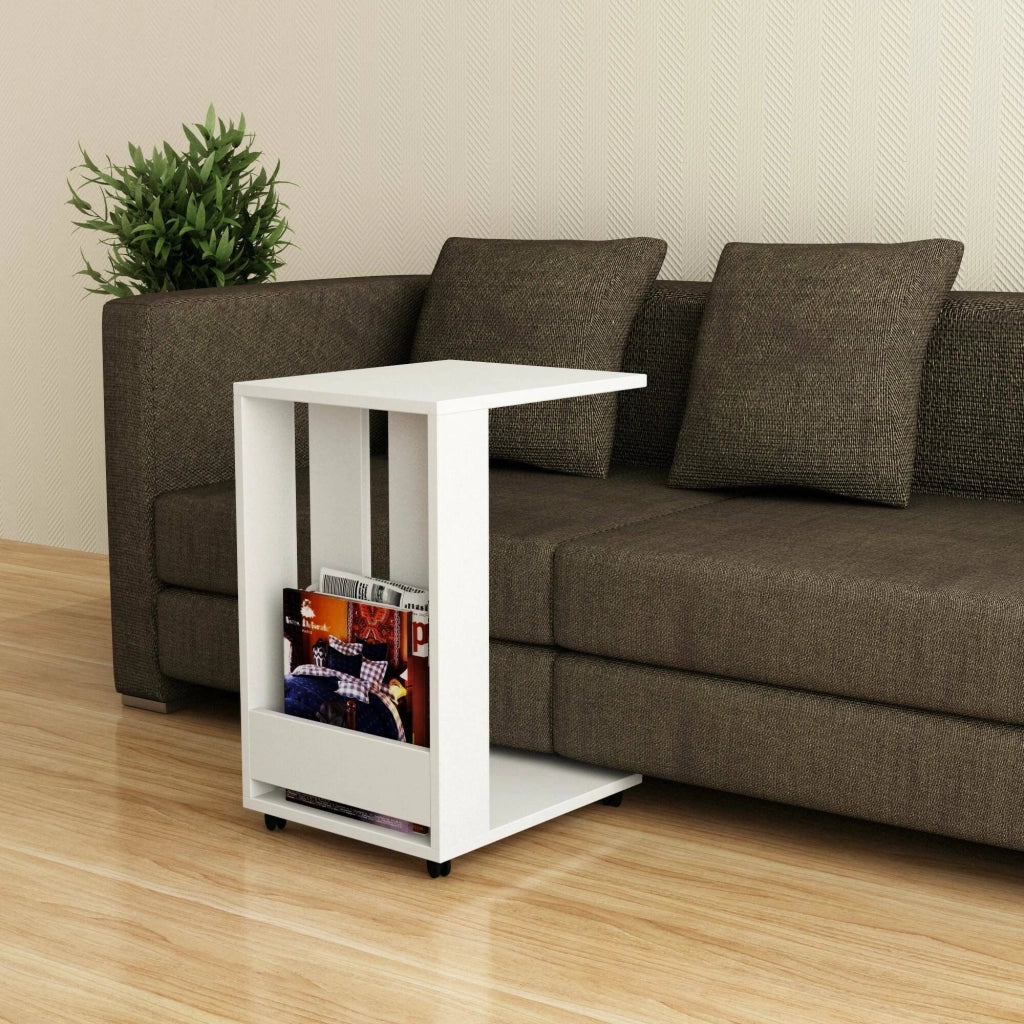 Muifa, Tavolino da Salotto Portariviste, 37x45x60h cm Bianco
