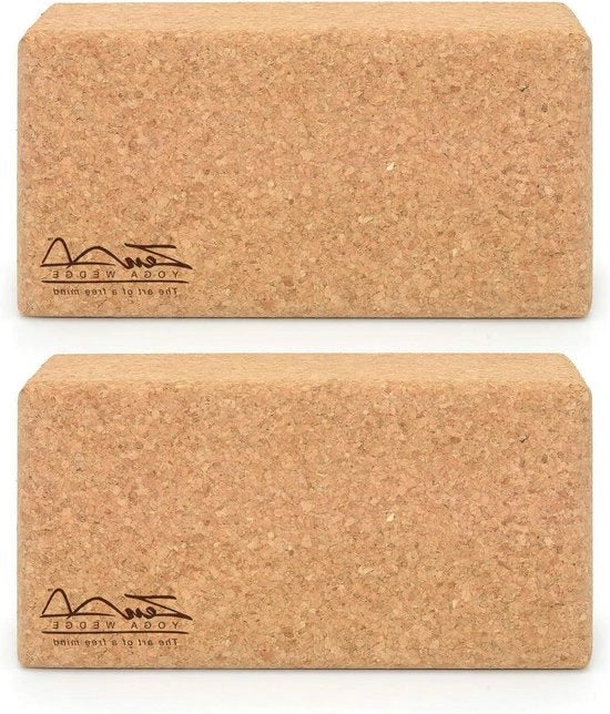 Set di Blocchi Yoga da 2 Materiale Naturale con Grip - Per Yoga Pilates Esercizi a Casa Fitness