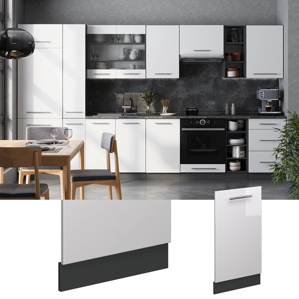Pannello frontale della lavastoviglie Fame-Line Bianco lucido/Antracite 45 cm senza piano di lavoro Vicco