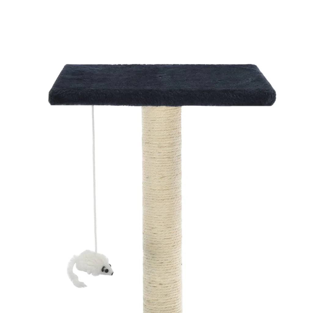 Tiragraffi albero per gatti cuccia per gatti peluche in sisal 95 cm blu scuro 3702166