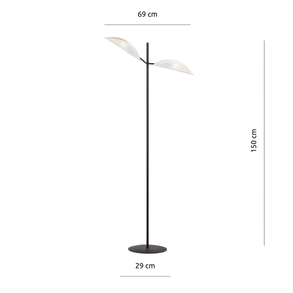 Lampada da terra Emibig VENE 2xE14 metallo rattan nero bianco