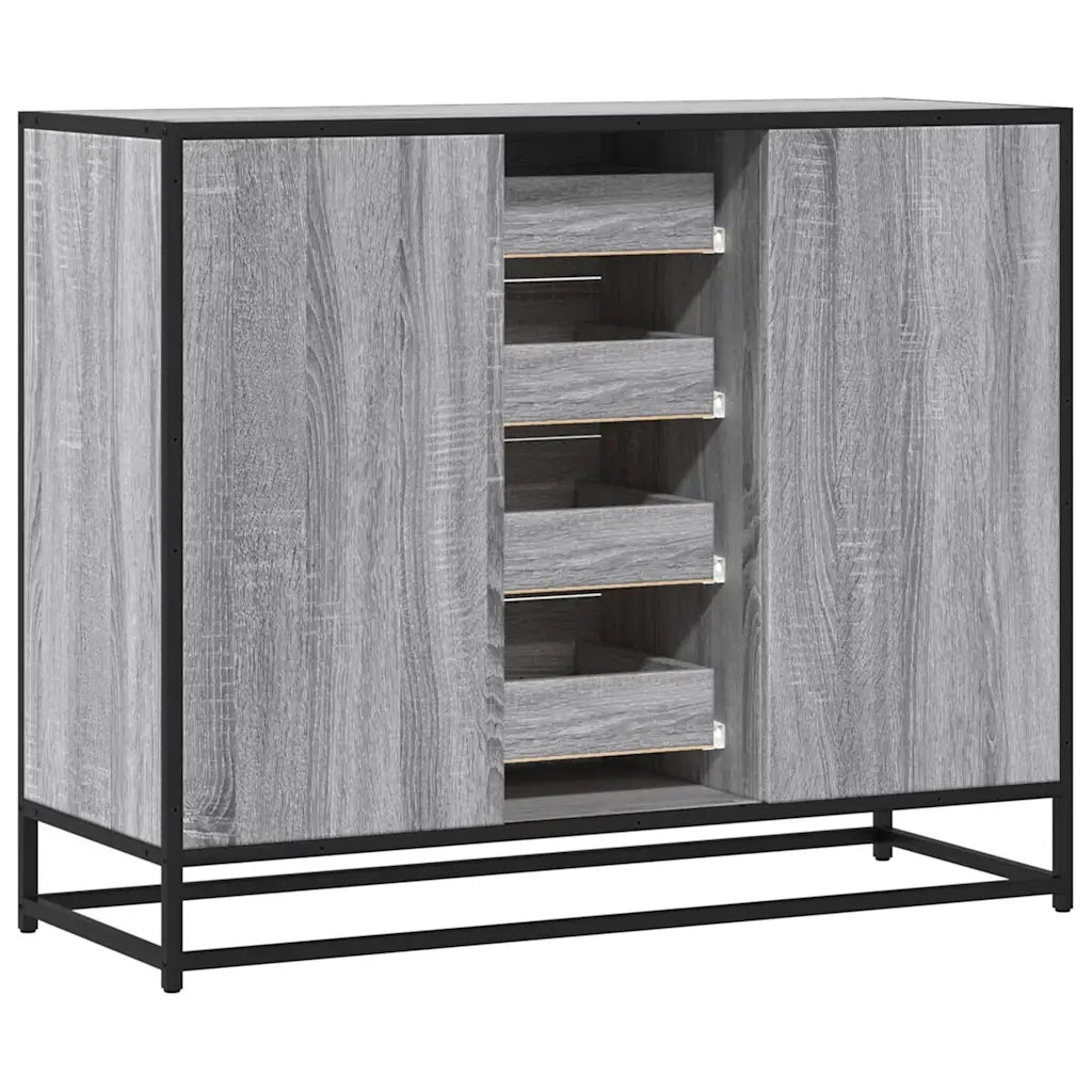 Credenza Grigio Sonoma 92x35x76 cm in Legno Multistrato