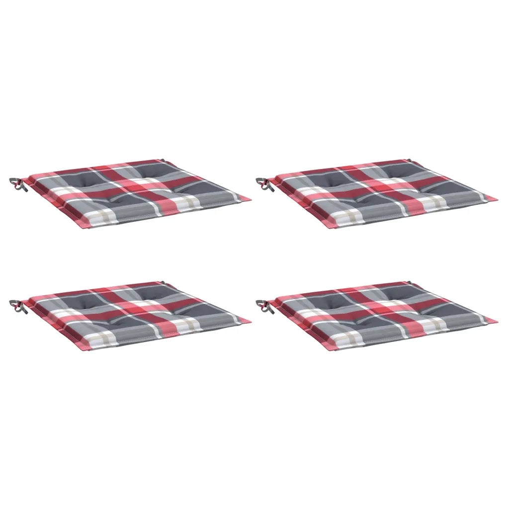Cuscini per Sedia 4 pz a Quadri Rossi 50x50x4 cm Tessuto Oxford 314069