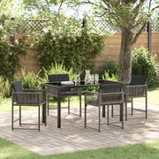 Set da Pranzo da Giardino 5 Pezzi con Cuscini Grigio Rattan Polimerico