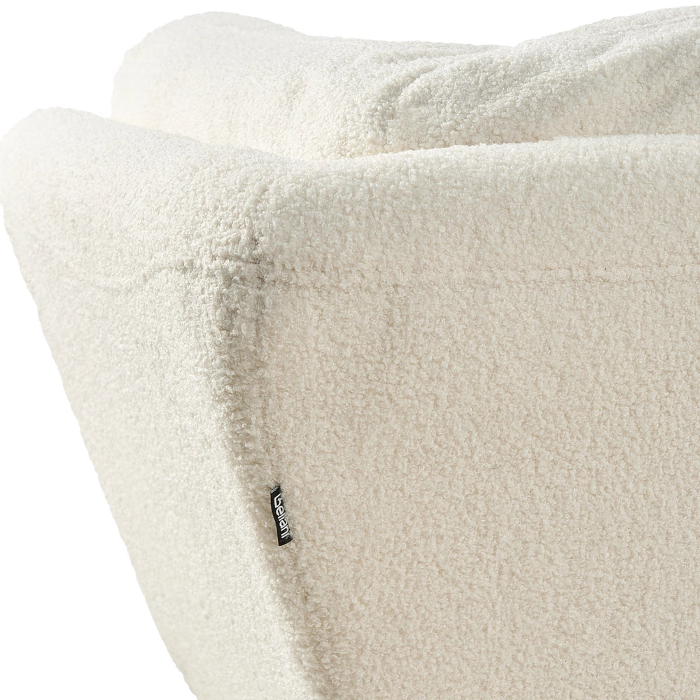 Divano Bianco Boucle Gambe in metallo 210 x 90 cm con cuscini Retro
